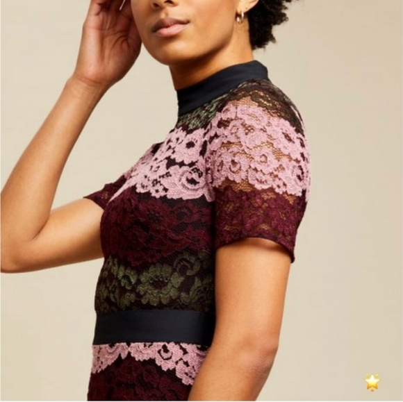 ππ Ted Baker Jaseyy Sheath Lacey Dress Crew Neck Short-Sleeve PTP: 20" - Picture 4 of 16